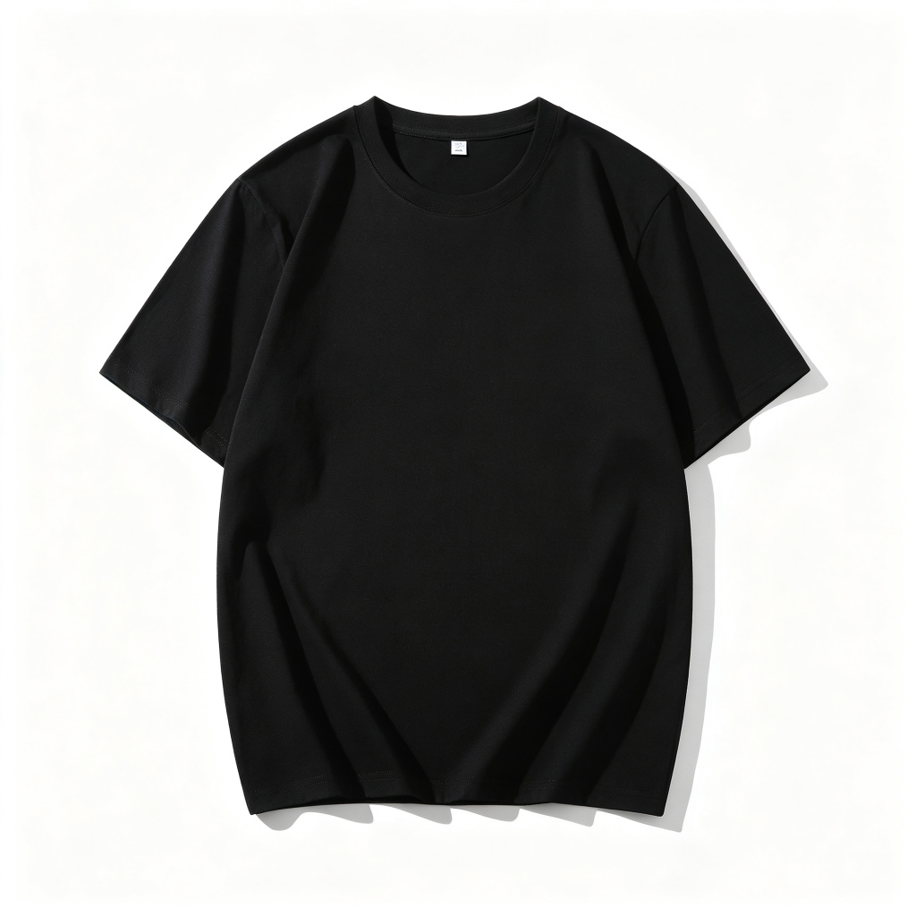 Black Cotton Crew Neck Short Sleeve T-Shirt