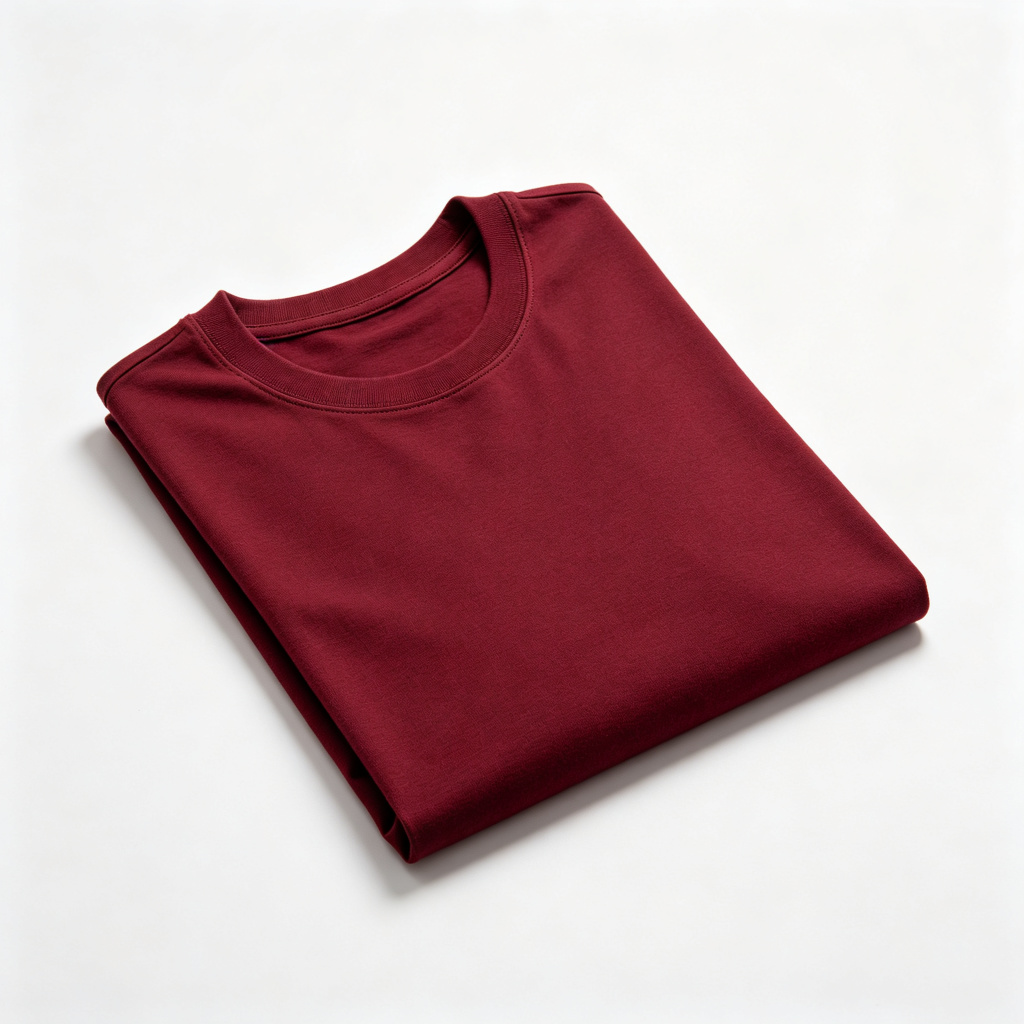 Burgundy Cotton Crew Neck Short Sleeve T-Shirt