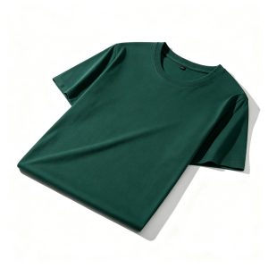 Dark Green Cotton Crew Neck Short Sleeve T-Shirt