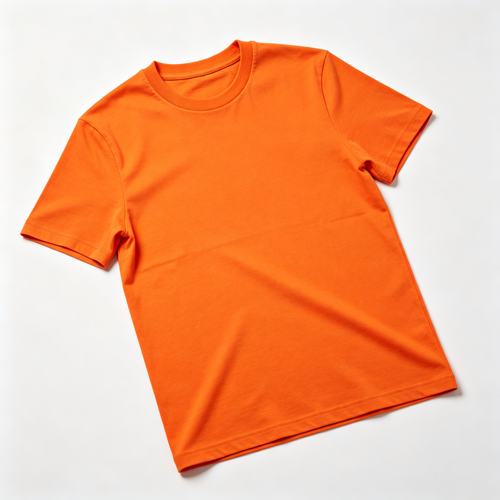 Orange Cotton Crew Neck Short Sleeve T-Shirt