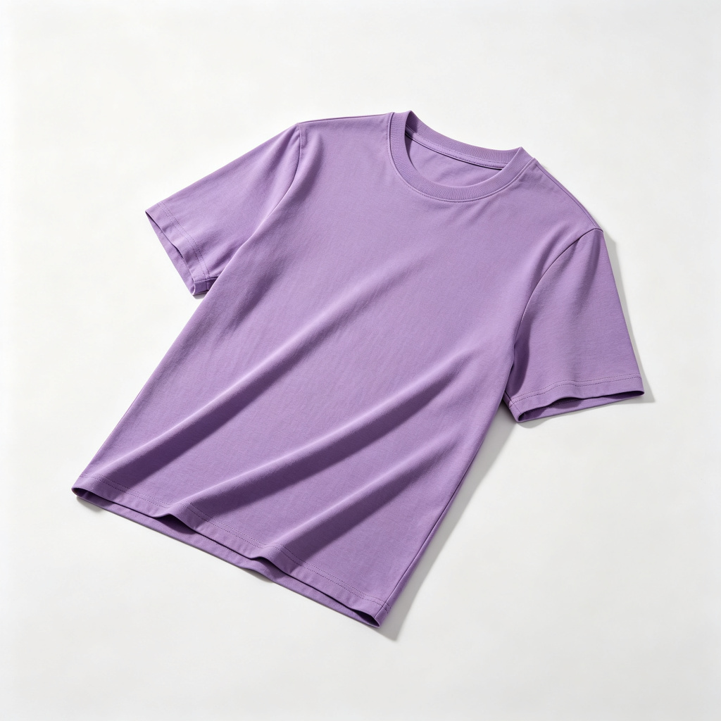 Purple Cotton Crew Neck Short Sleeve T-Shirt