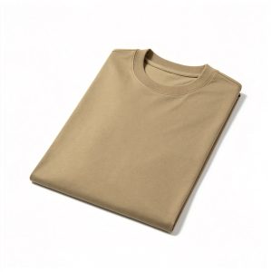 Khaki Cotton Crew Neck Short Sleeve T-Shirt