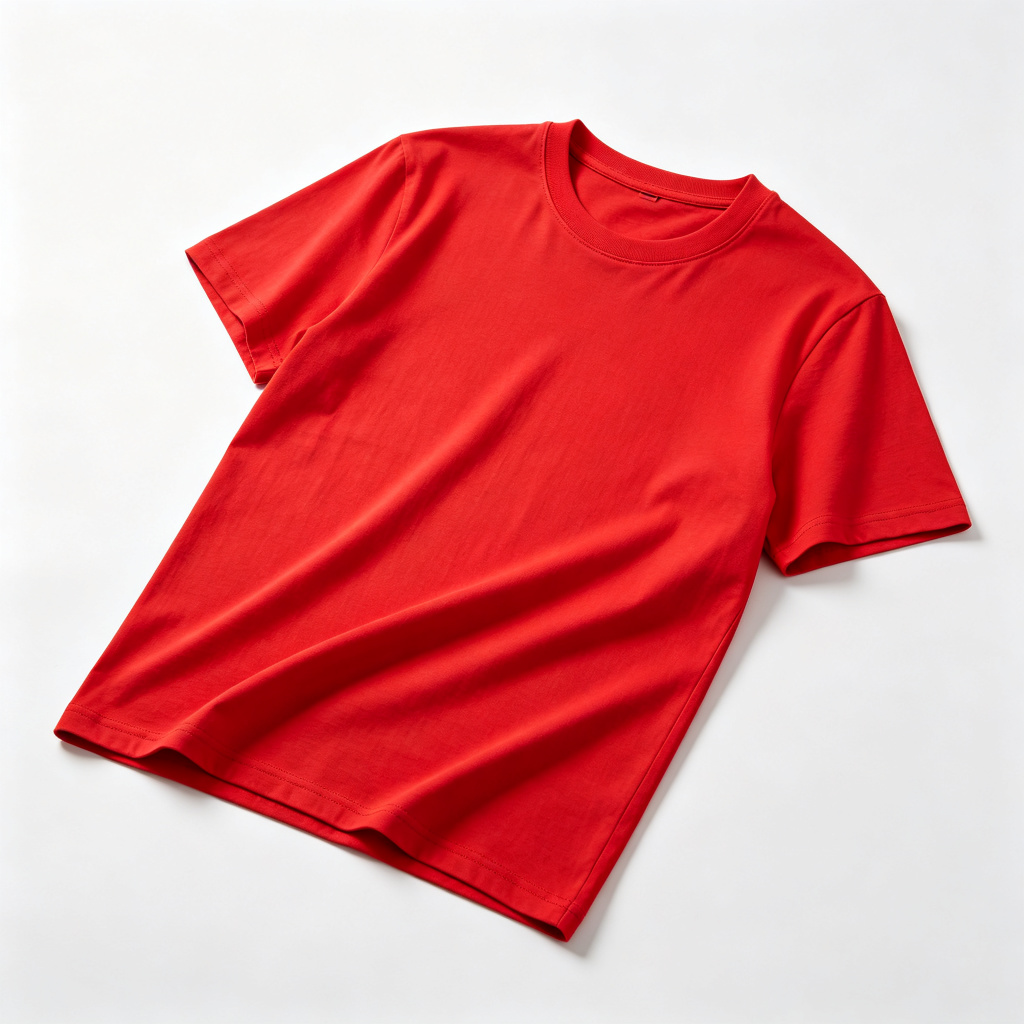 Red Cotton Crew Neck Short Sleeve T-Shirt