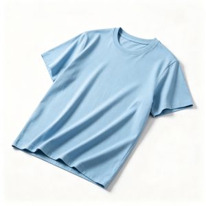 Light Blue Cotton Crew Neck Short Sleeve T-Shirt