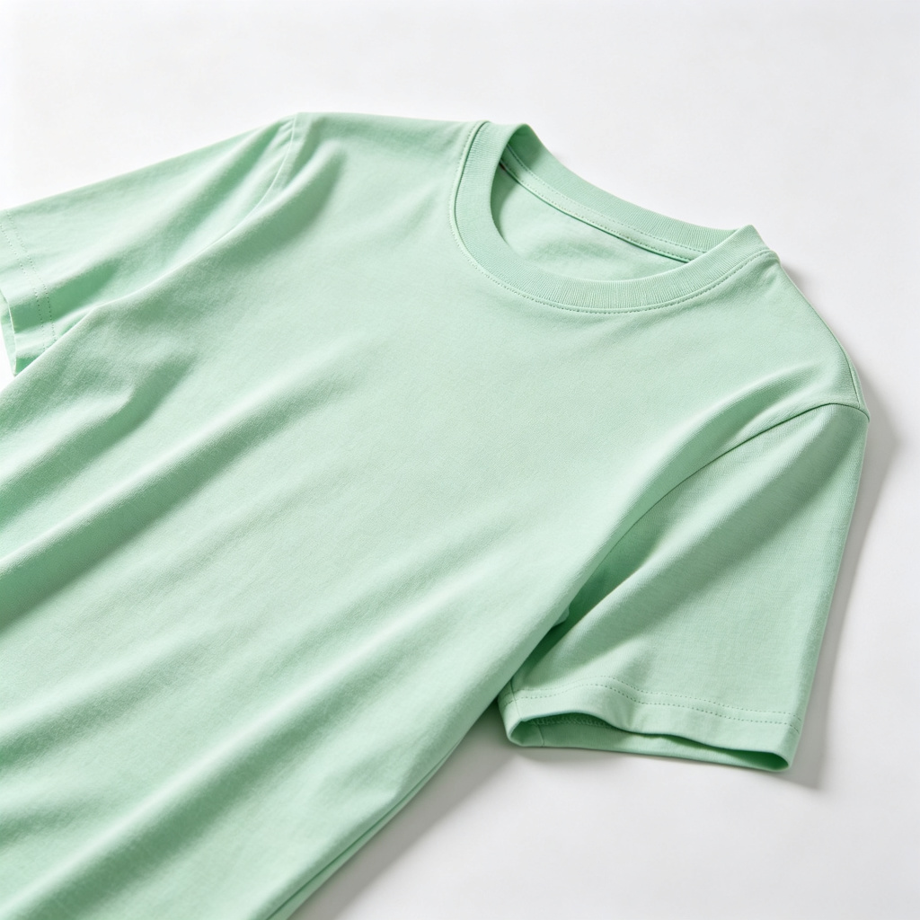 Mint Green Cotton Crew Neck Short Sleeve T-Shirt