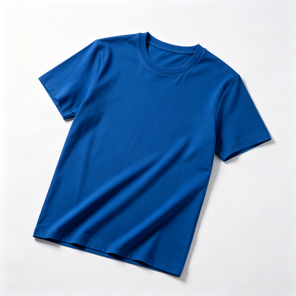 Royal Blue Cotton Crew Neck Short Sleeve T-Shirt