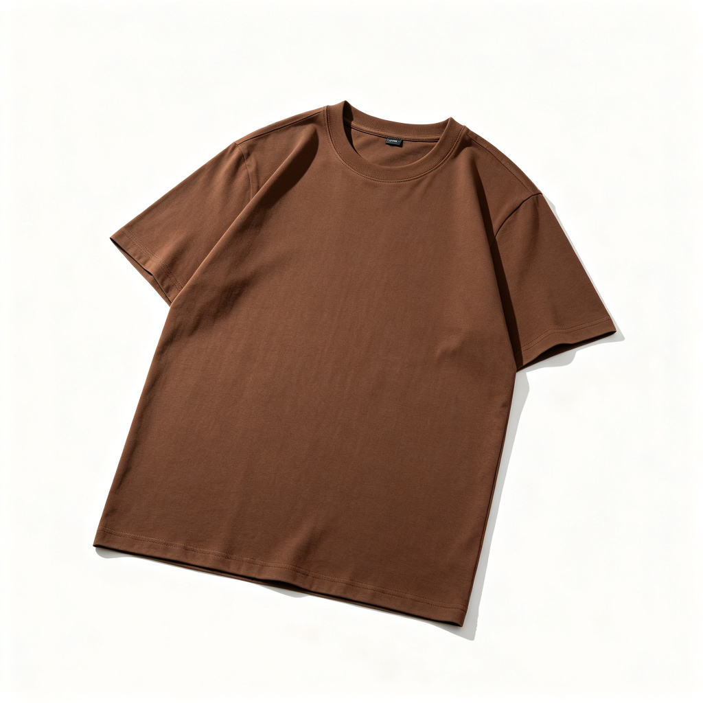 Coffee Cotton Crew Neck Short Sleeve T-Shirt