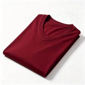 Burgundy V Neck Short Sleeve T-Shirt