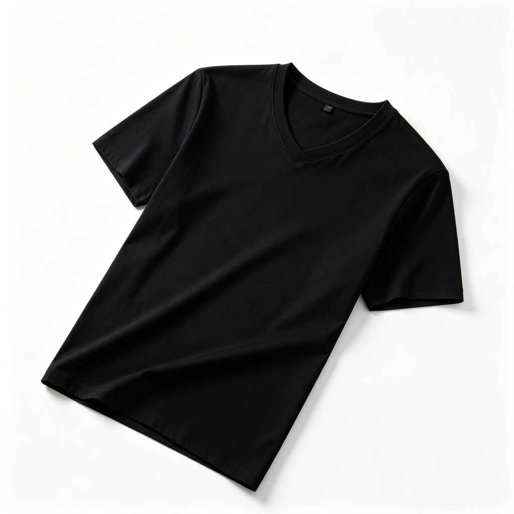 Black V Neck Short Sleeve T-Shirt
