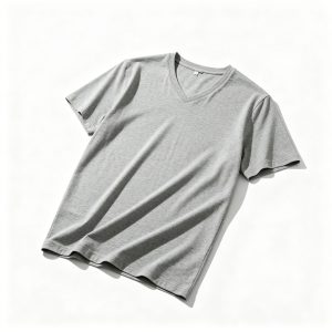 Gray V Neck Short Sleeve T-Shirt