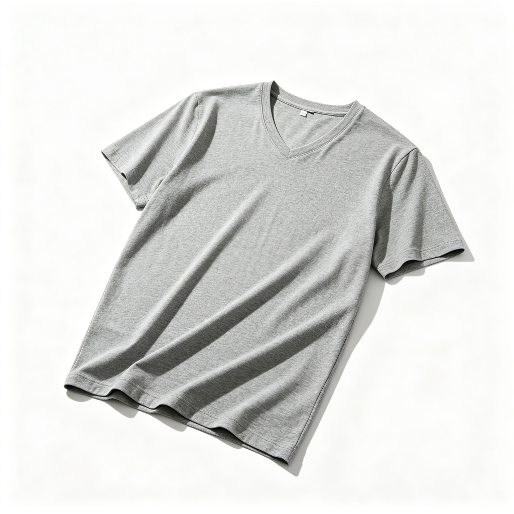 Gray V Neck Short Sleeve T-Shirt