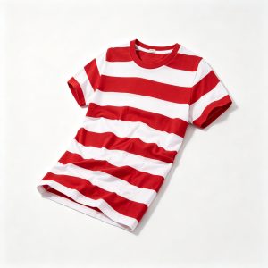 Red White Stripe Crew Neck Short Sleeve T-Shirt