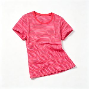 Red Pink Stripe Women's Crew Neck T-Shirt