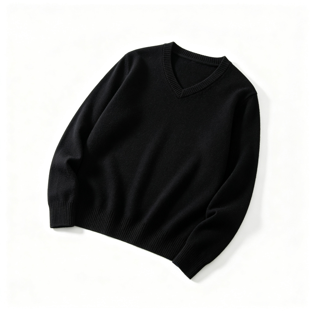 Black V Neck Knit Sweater