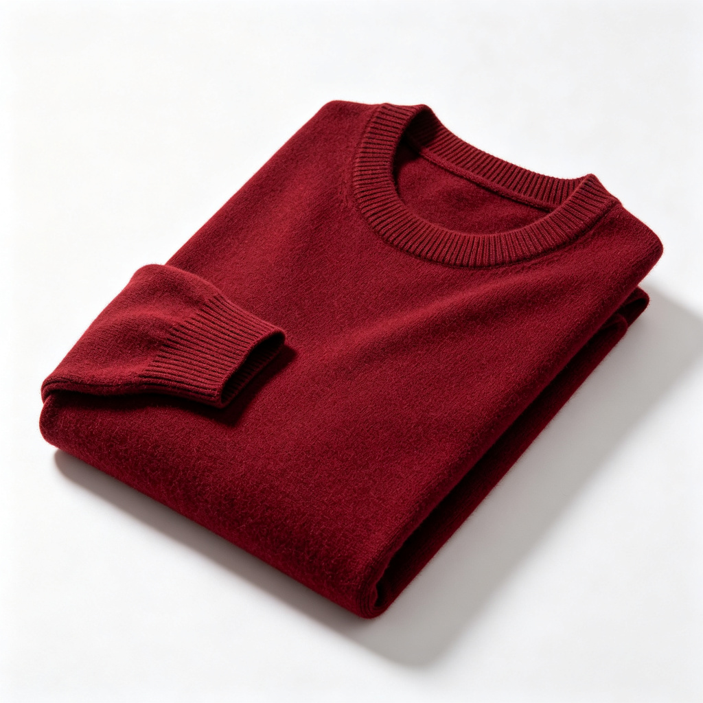 Burgundy Crew Neck Knit Sweater