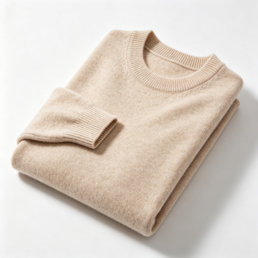 Beige Crew Neck Knit Sweater