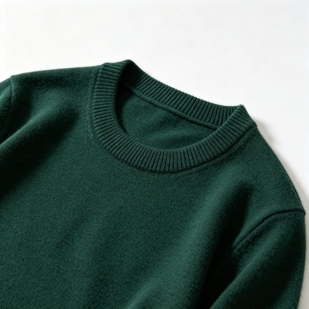 Dark Green Crew Neck Knit Sweater