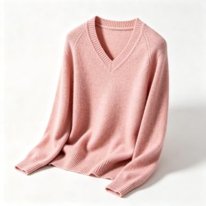 Pink V Neck Knit Sweater