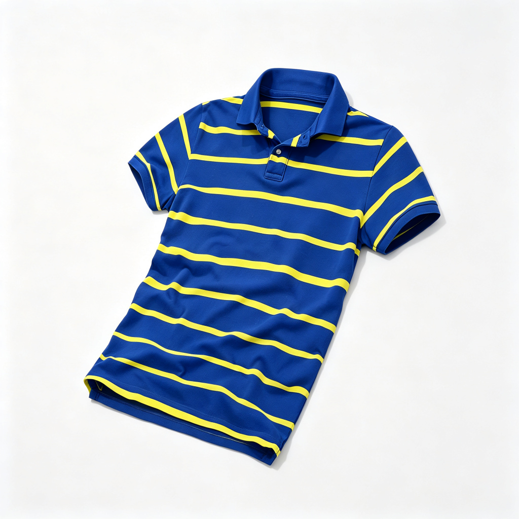 Royal Blue Yellow Stripe Polo Collar Polo Shirt