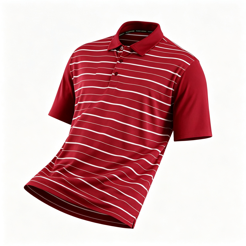 Burgundy White Stripe Polo Collar Polo Shirt