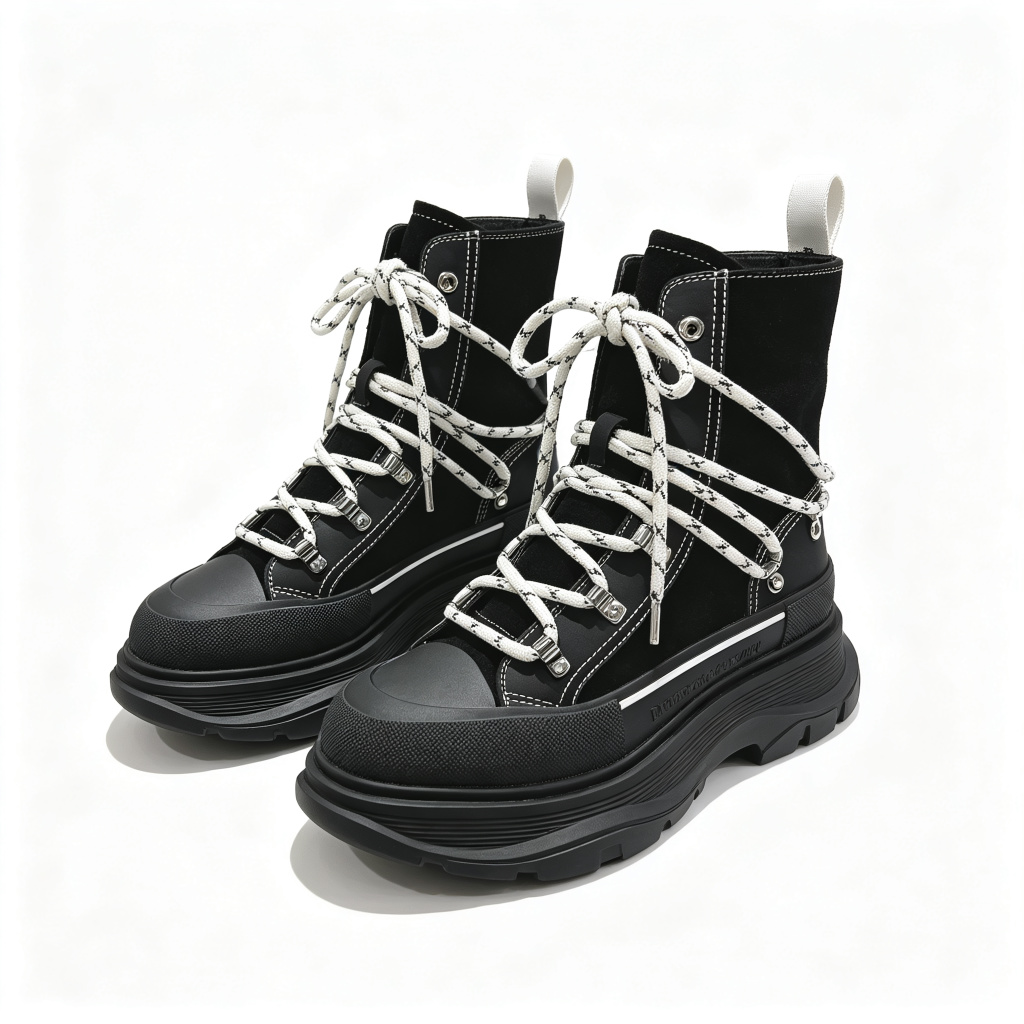 Black Platform High Top Boots
