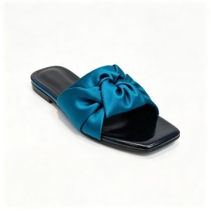 Lake Blue Satin Twist Sandals