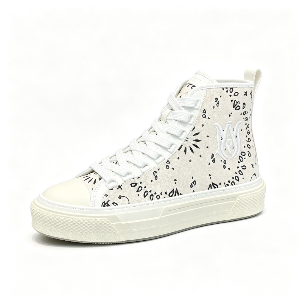 White Paisley High Top Canvas Shoes