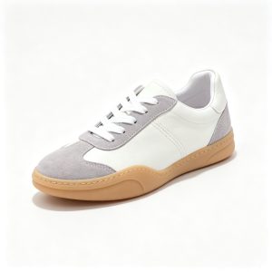 White Gray Color Block Suede Skate Shoes