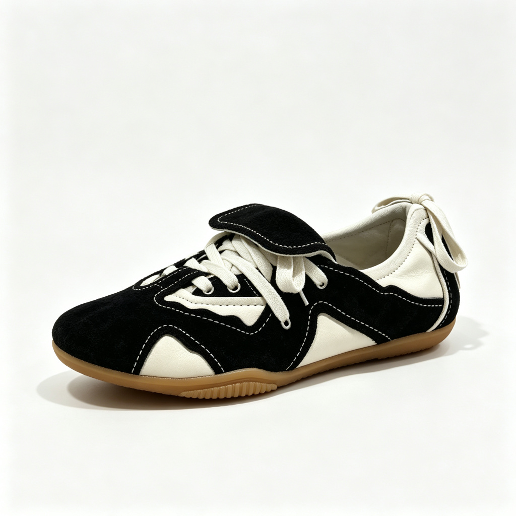 Black White Color Block Retro Casual Shoes
