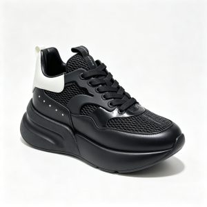 Black Mesh Platform Chunky Sneakers