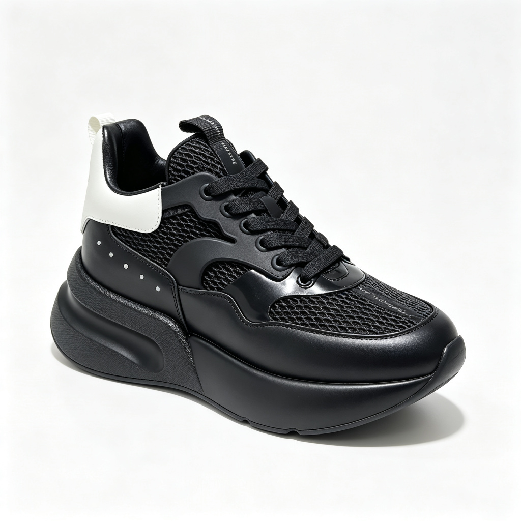 Black Mesh Platform Chunky Sneakers