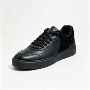 All Black Leather Low Top Skate Shoes