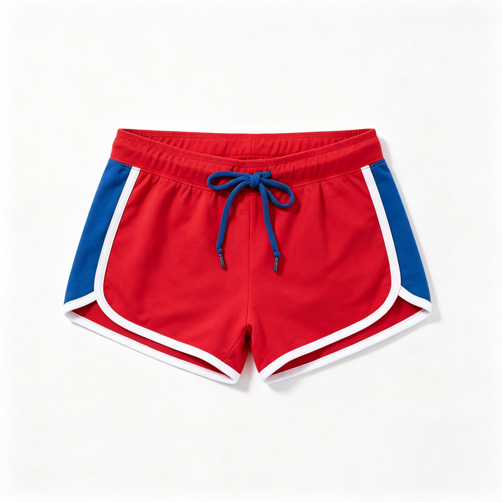 Red Blue Color Block Sport Shorts