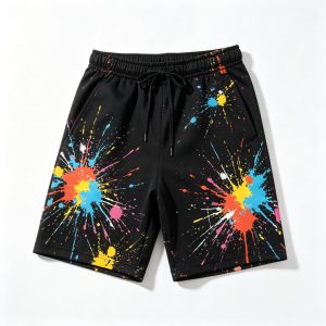 Black Splatter Print Shorts