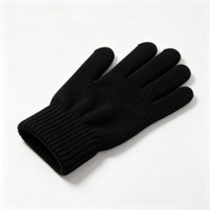 Black Wool Knit Gloves