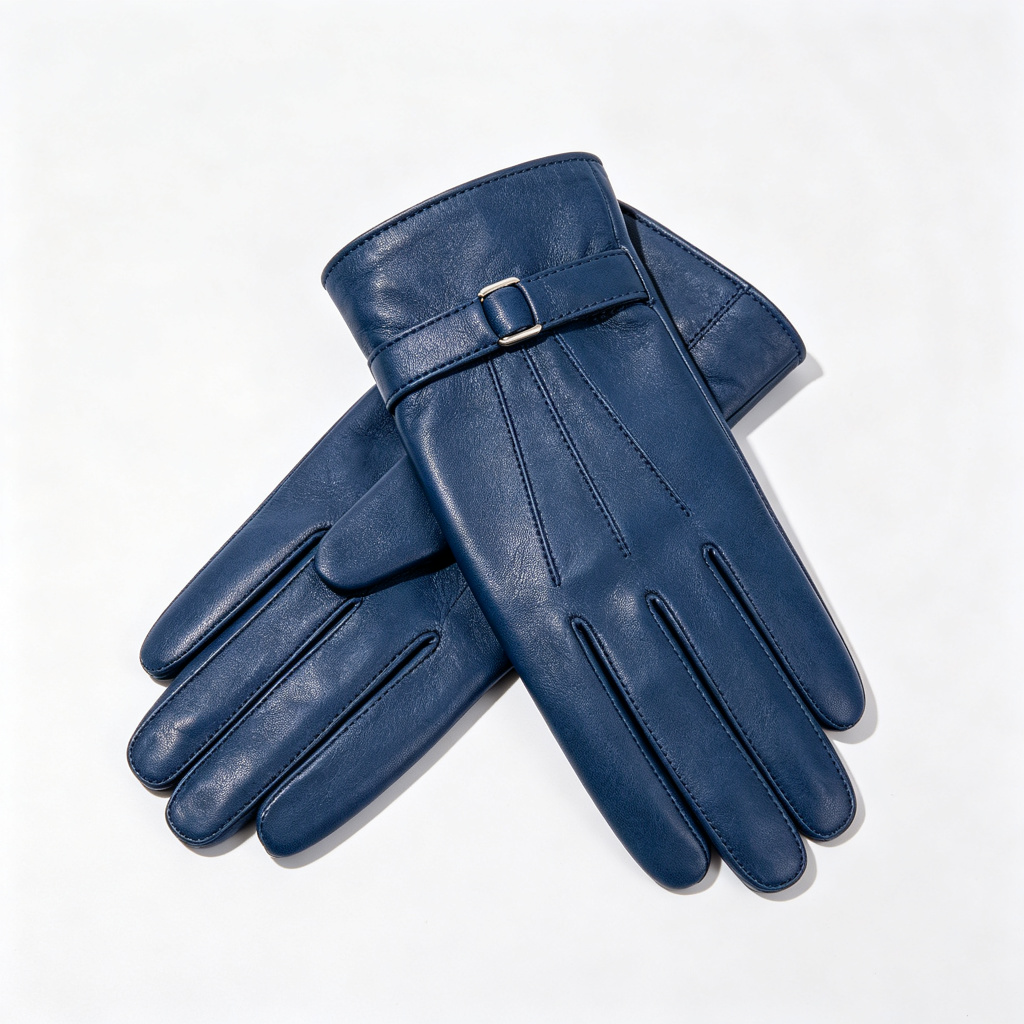 Dark Blue Leather Gloves