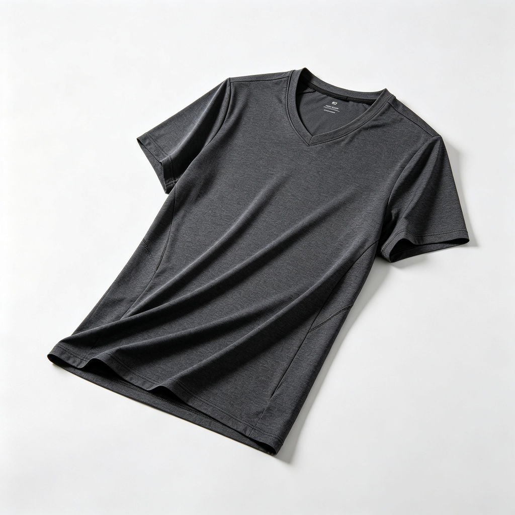Dark Grey V-Neck Short Sleeve Athletic T-Shirt