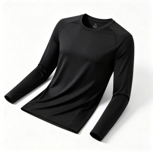 Black Long Sleeve Crew Neck Athletic T-Shirt