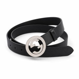 Black Silver Circular Interlocking Buckle Belt, 30mm