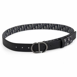 Reversible Black and Navy Patterned Belt, 30mm