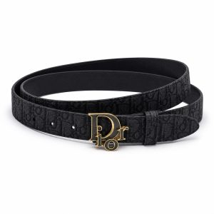 Black Patterned Letter-Detail Buckle Belt, 35mm