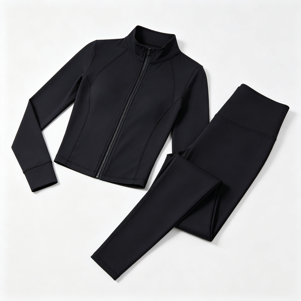 Black Cropped Slim Pants Tracksuit Set
