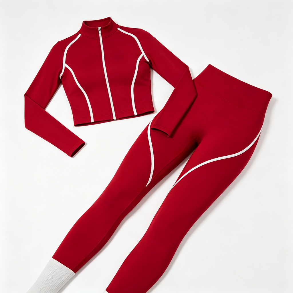 Red White Stripe Slim Tracksuit Set