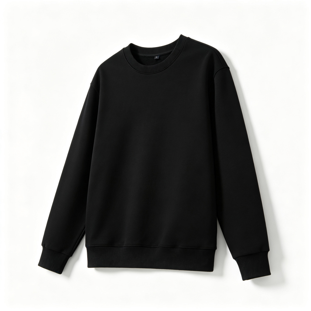 Black Minimal Crew Neck Sweatshirt