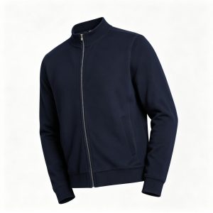 Navy Stand Collar Zip Up Sweatshirt