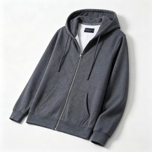 Dark Heather Gray Zip Up Hooded Sweatshirt