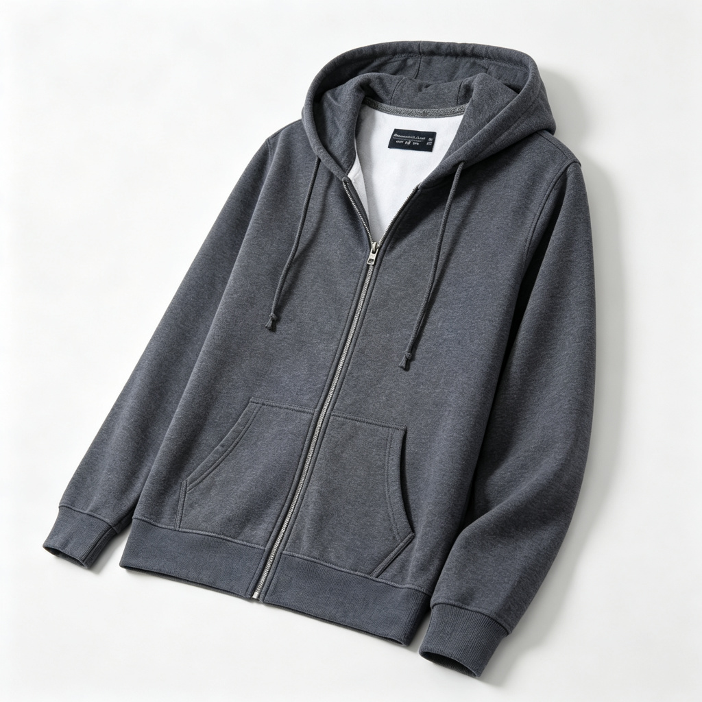 Dark Heather Gray Zip Up Hooded Sweatshirt