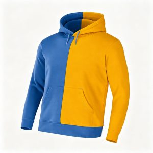 Blue Yellow Color Block Hooded Sweatshirt