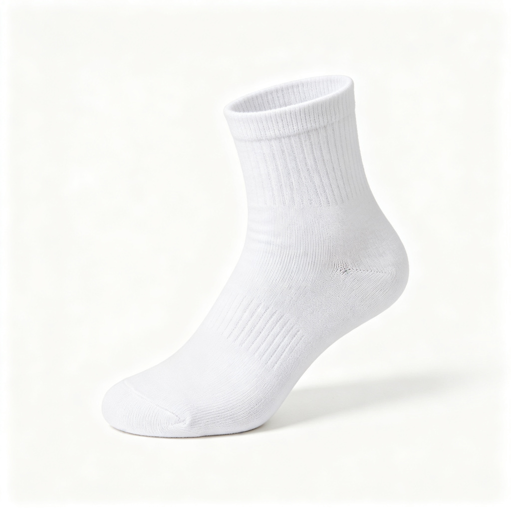 White Cotton Crew Length Socks