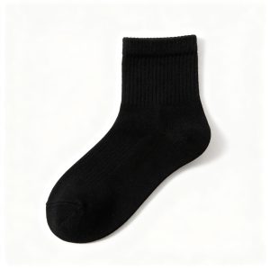 Black Cotton Crew Length Socks